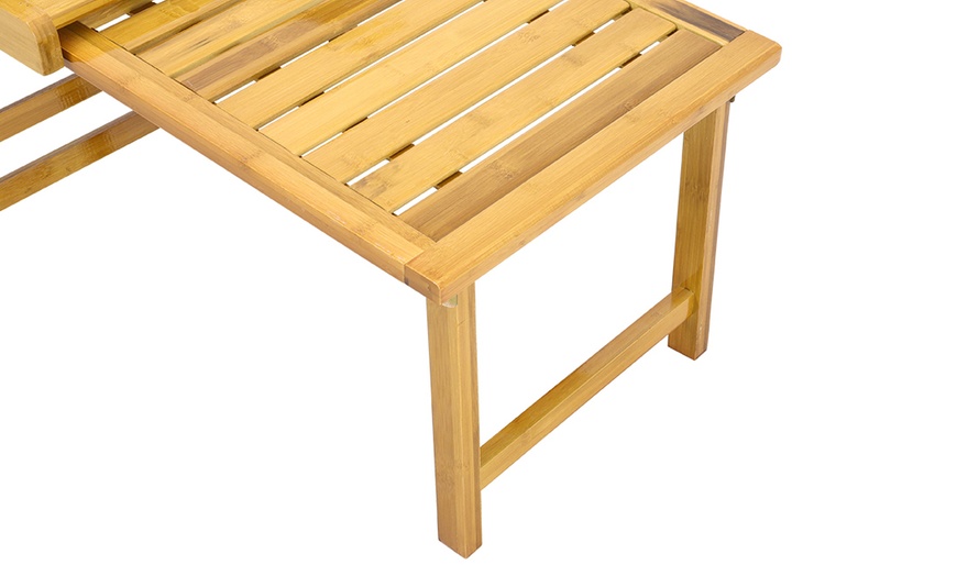 Image 5: Bamboo Foldable Adjustable Recliner Chair