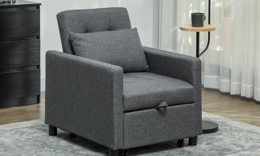 Image 9: HOMCOM 3-In-1 Chair Bed