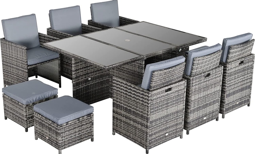 Image 15: 10-Seater Outsunny Rattan Garden Furniture Set with Cushions and Table