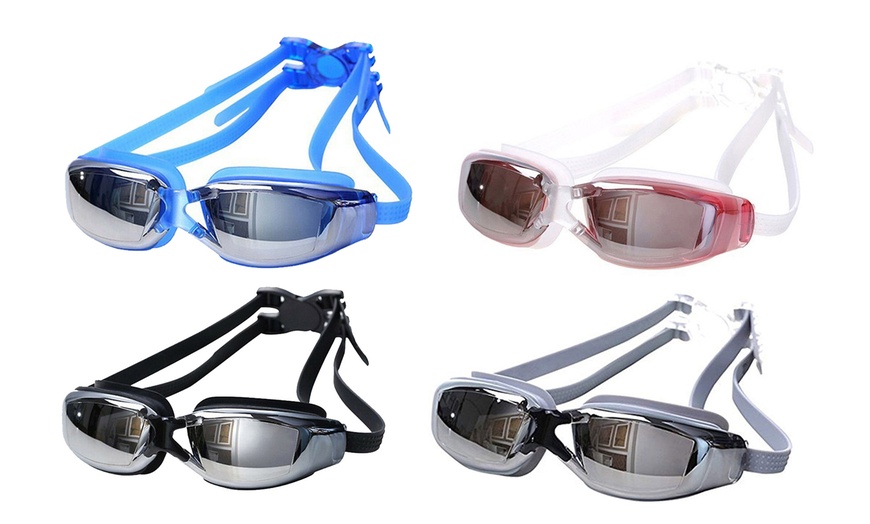 Image 2: Swim Goggles,Adjustable Swimming Goggles No Leaking Anti Fog UV Protection