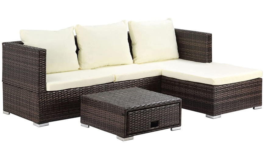 Image 13: Outsunny Rattan Effect Garden Sofa Set