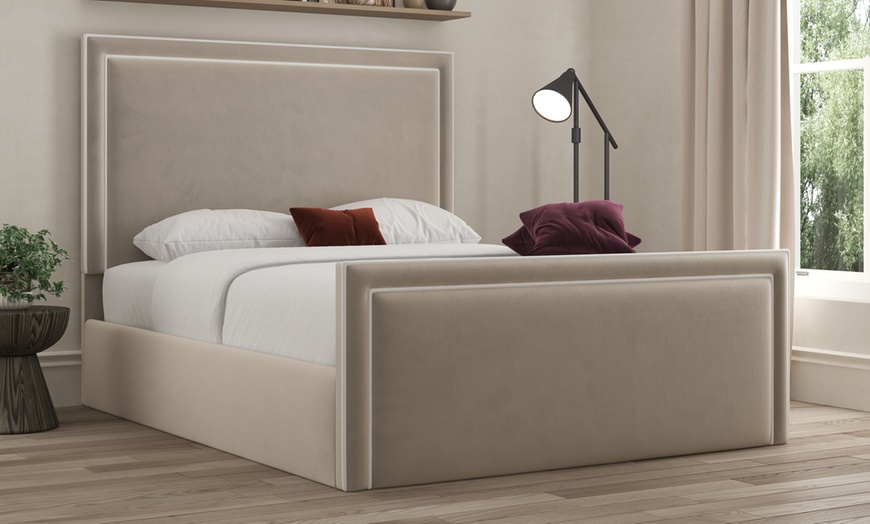 Image 1: DS Living Verona Pipping Upholstered Bed 