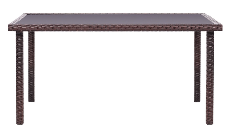 Image 33: Outdoor Garden Rattan Effect Tempered Glass Coffee Table with 6 Styles