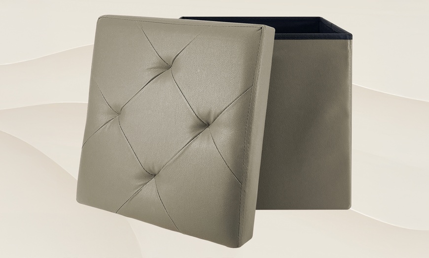 Image 17: Pouf carré en simili cuir avec espace de rangement
