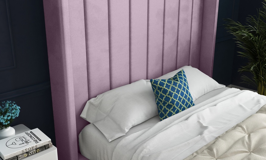 Image 12: Oxford Upholstered Soft Touch Plush Velvet Bed Frame