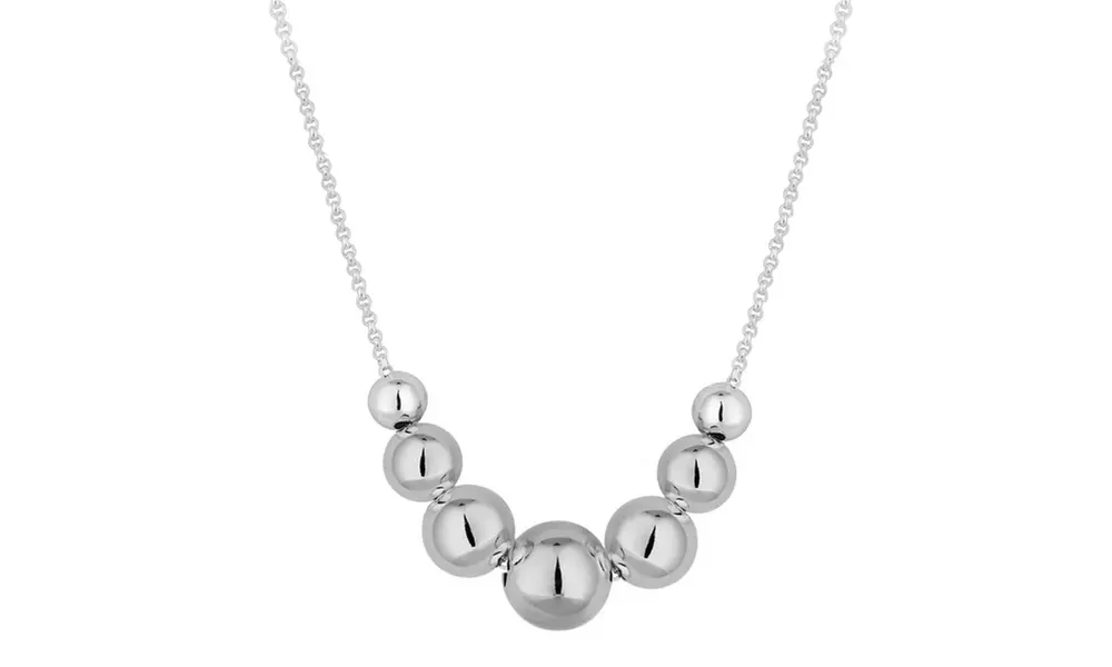 Italian Made Sterling Silver Graduated Ball Necklace