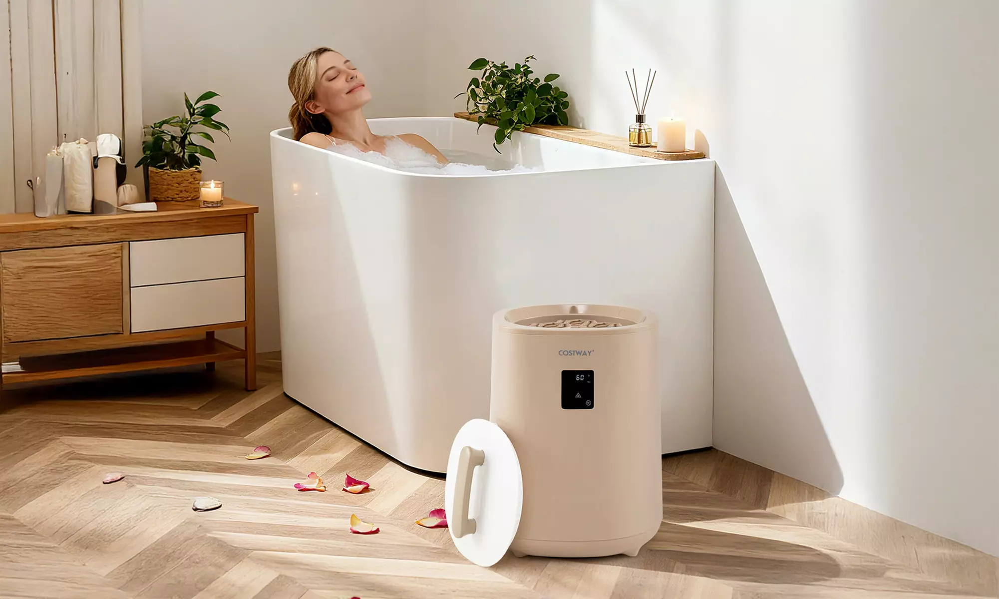 Costway 18 L Towel Warmer for Bathroom Luxury Towel Heater with LED Display