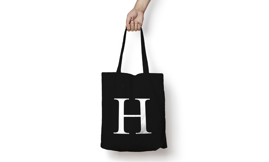 Image 9: Alphabet Letter Cotton Tote Bag