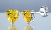 Paris Jewelry 10k White Gold Heart Created Yellow Sapphire Stud Earrings