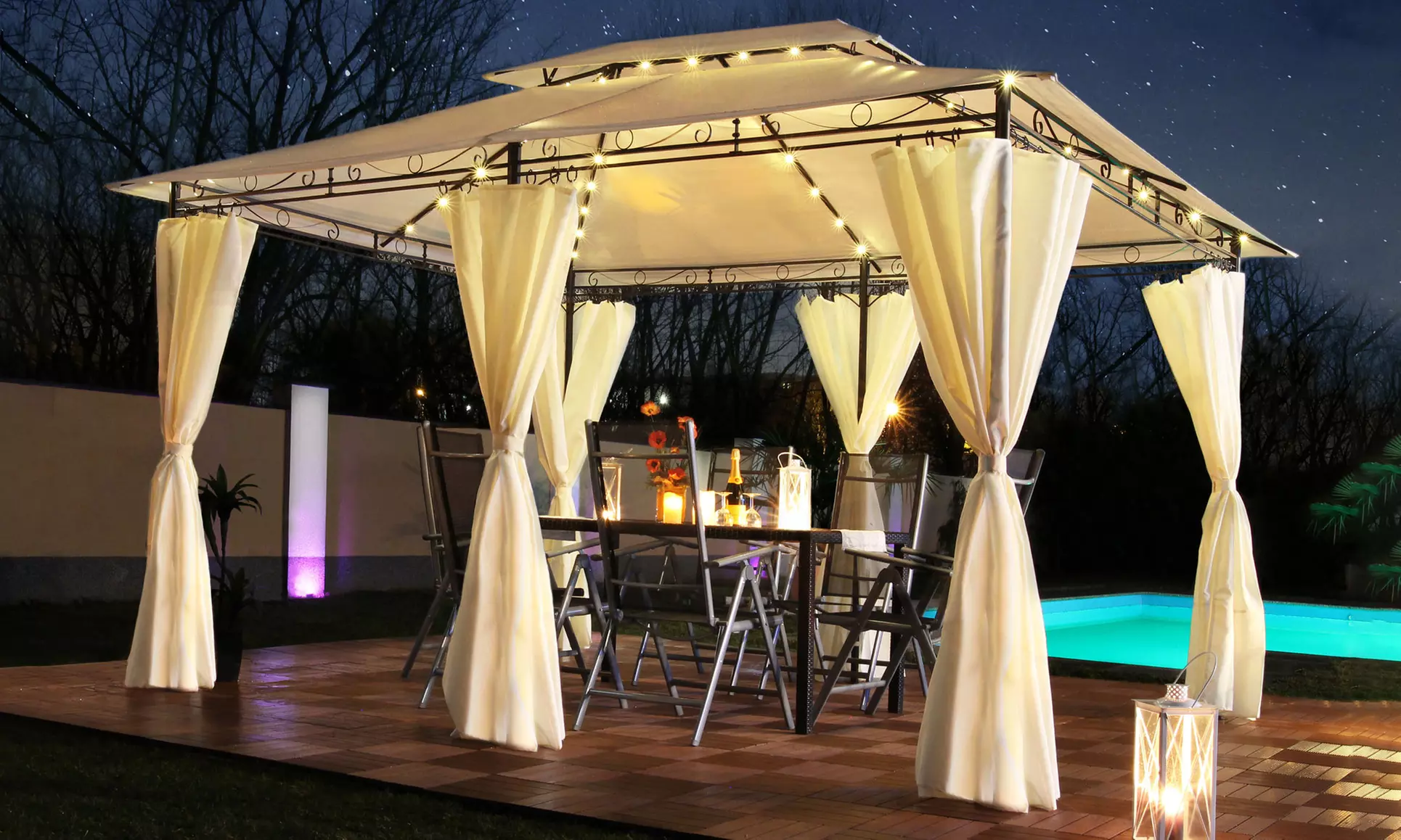 Tonnelle de jardin avec éclairage LED solaire de la marque Swing & Harmonie® - Primary Image