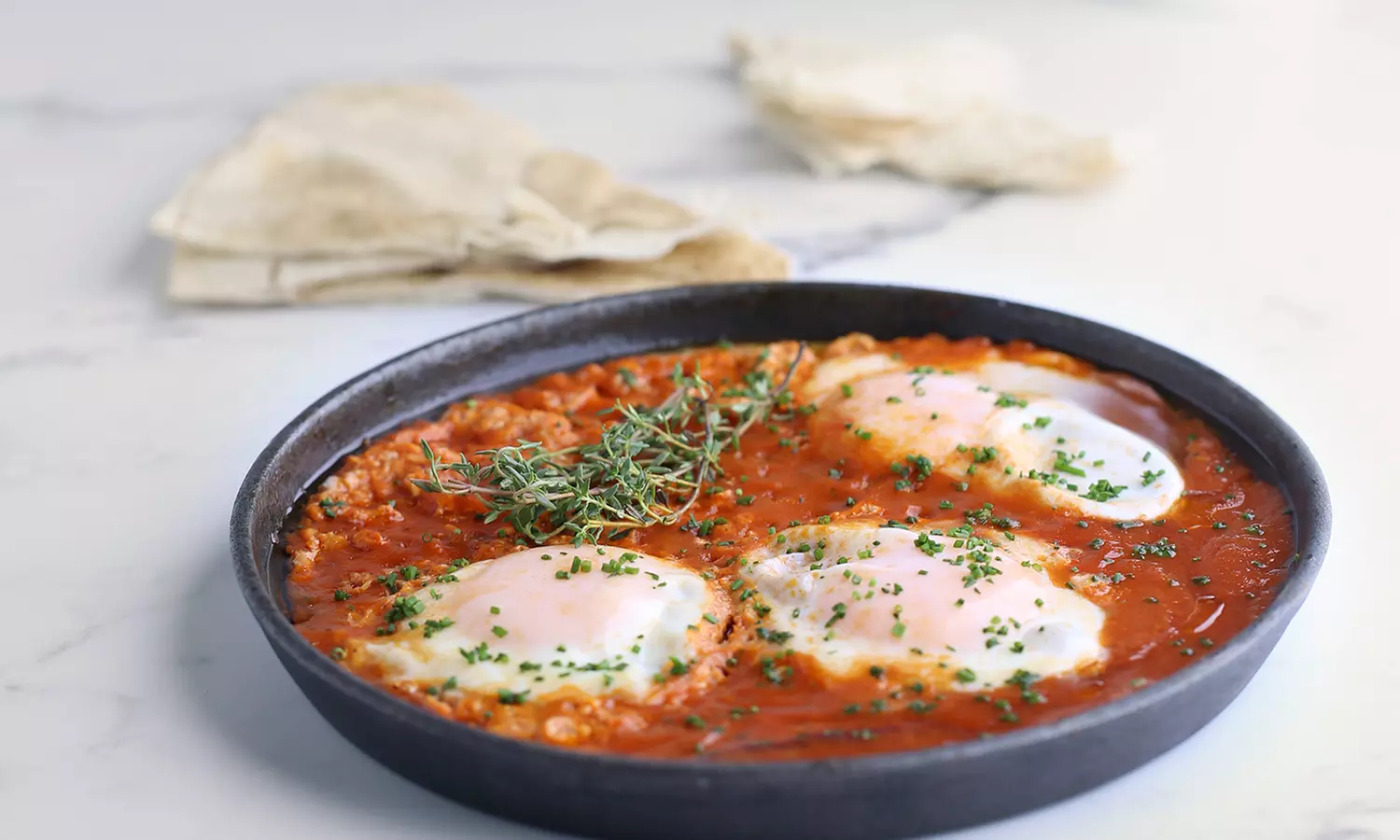 Choice of Eggs Benedict, Shakshuka, French Breakfast, Arabic Breakfast