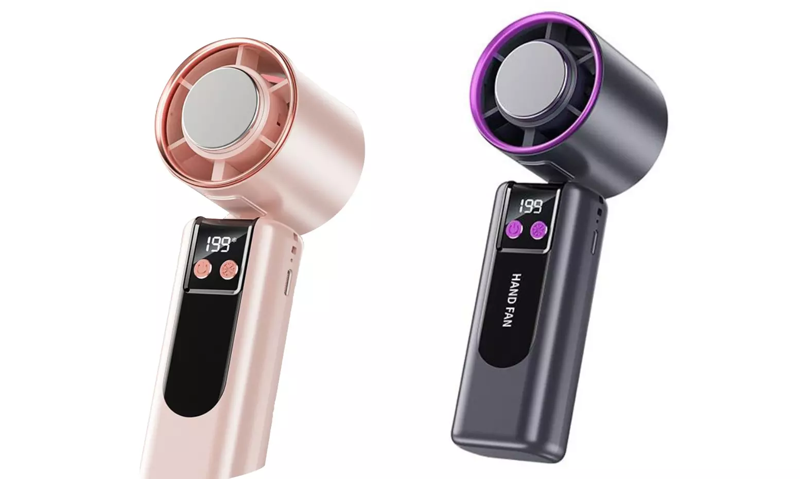 1 of 2 opvouwbare ventilators met digitaal lcd-scherm