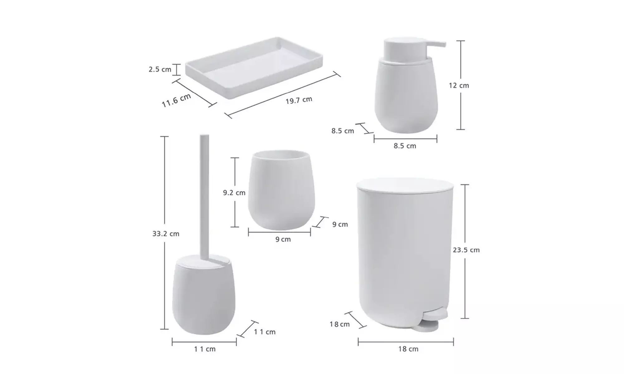 Set 6 pezzi accessori bagno coordinati