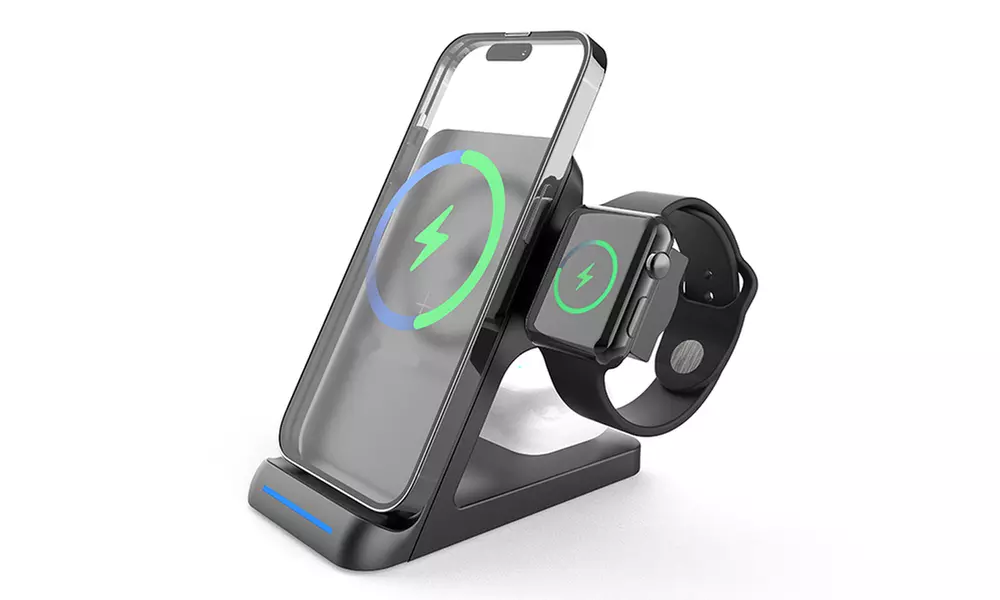 3 in 1 Charging Station Compatible with QI Devices