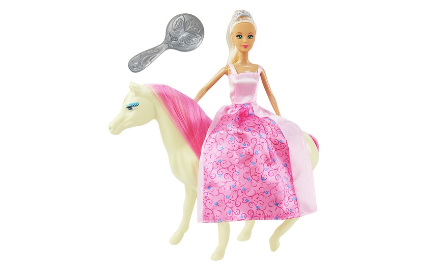 Image 3: 29cm Riding Princess Doll Set with Horse and Accessories