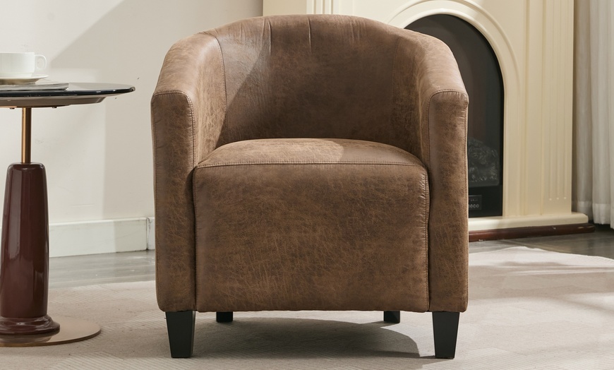 Image 2: Bronzing Fabric Tub Chair with Footstool