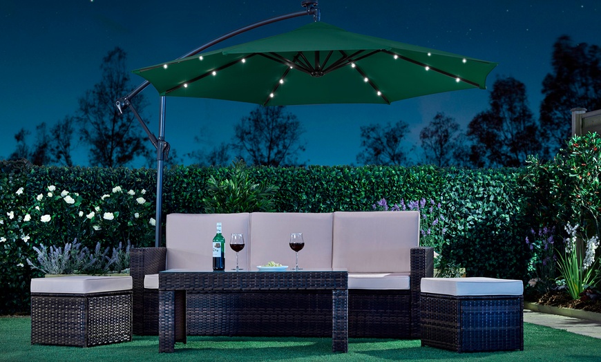 Image 3: Cantilever Parasol with Solar LED Light System and Cover