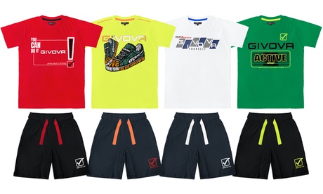 Completo Corto Da Ragazzo Givova: Art.Cc014 / Giallo Fluo-Blu / Taglia 10 Anni