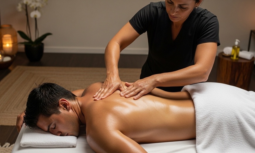 Image 2: 1, 2, or 3 60-Min Deep-Tissue Massage +Aromatherapy+Hot Pack