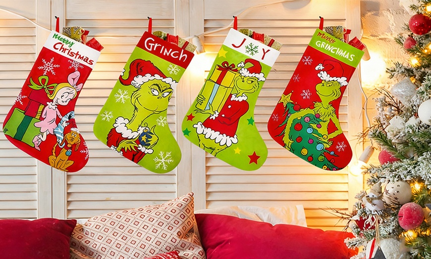 Image 3: 4-Pack Grinch-Inspired Christmas Stockings 