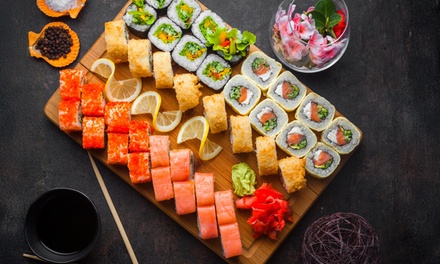 Für 2 Personen: Sushi-Platte mit Vorspeise, Dessert und Getränk - Time For Sushi