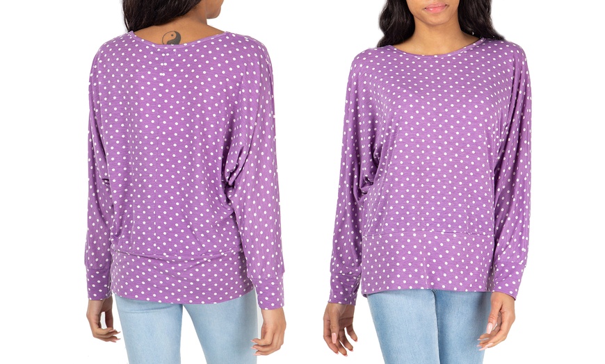 Image 2: Women's Polka Dot Long Sleeve Top