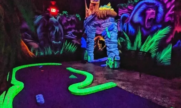 12 Holes of Glow in the Dark Mini Golf with 3D Artwork!