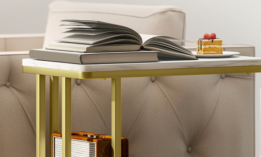Image 7: HOMCOM C-Shaped Narrow Side Table