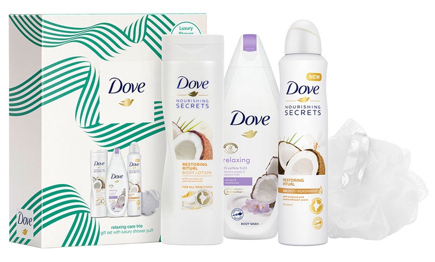 Image 1: Dove Relaxing Care Trio Gift Set