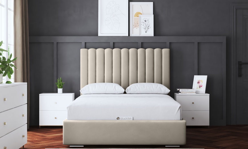 Image 2: Evangeline Panel Bed with Optional Ottoman Gas Lift Storage