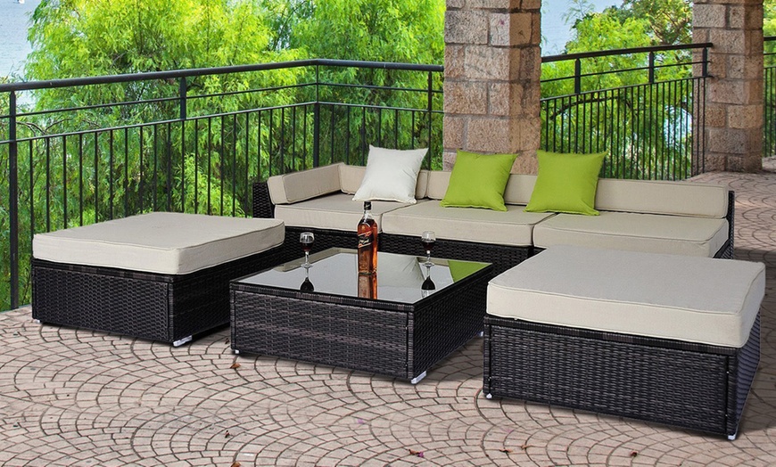 Image 2: Outsunny Modular Rattan Sofa Set