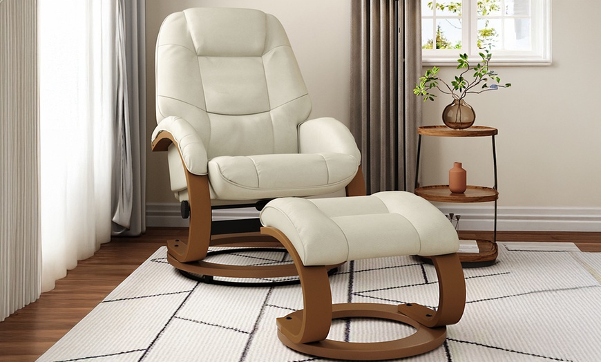 Image 3: Reclining Office Armchair with Footstool