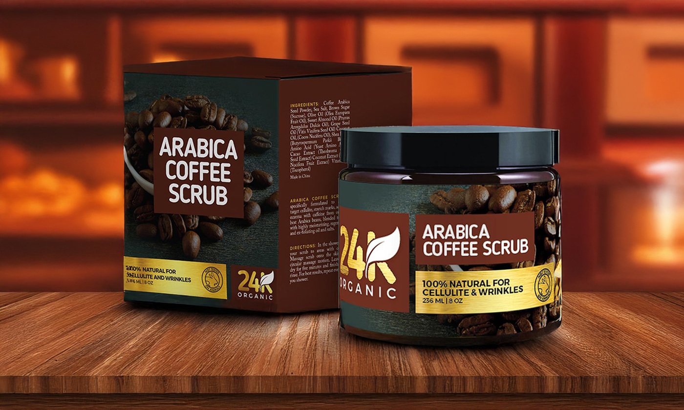 24K Organic Anti-Aging and Anti-Cellulite Arabica Coffee Scrub (8 fl. oz.)
