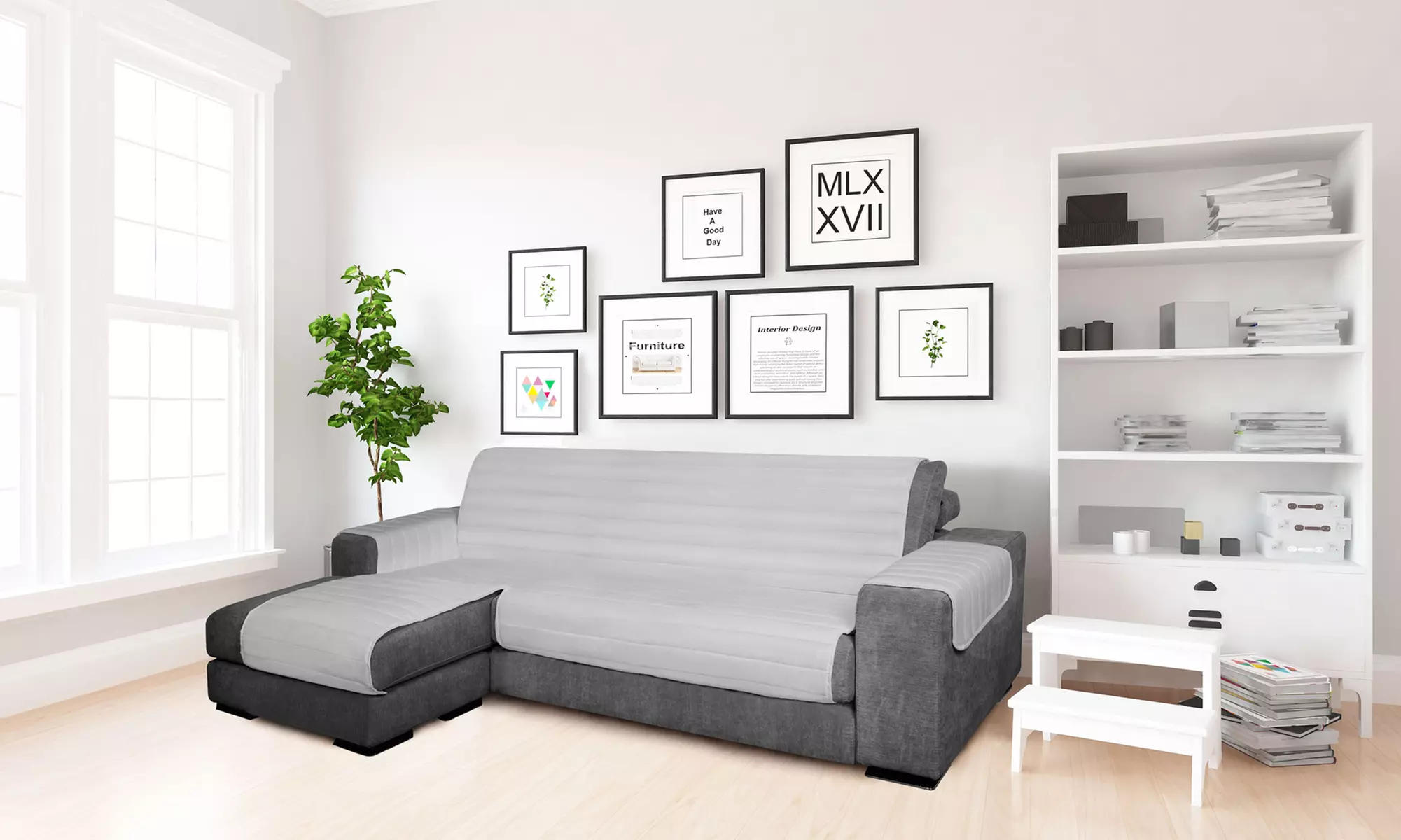 Funda sofá acolchada con chaise-longue - Primary Image