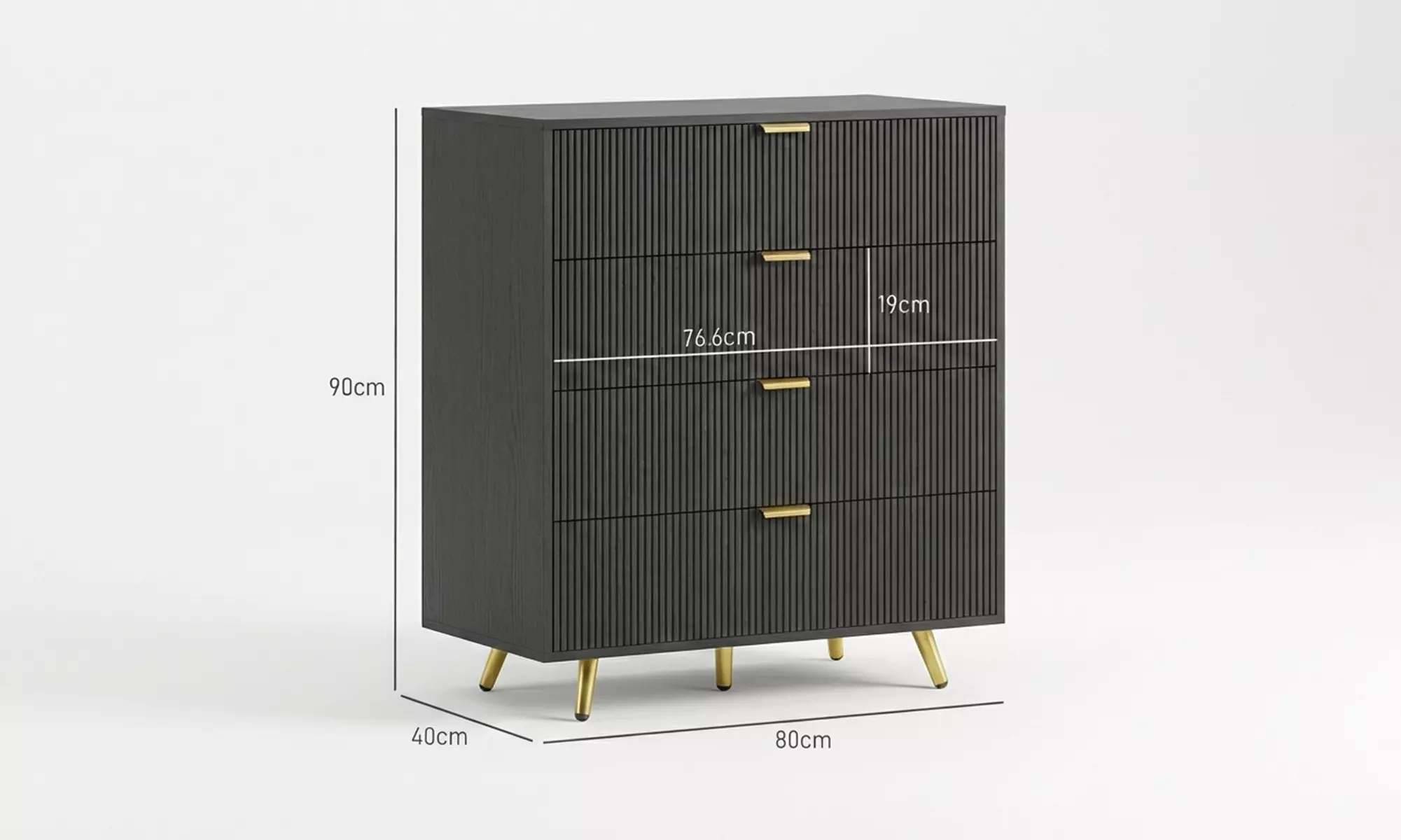 HOMCOM 4-Drawer Chest Collection – Modern Storage with Gold Accents