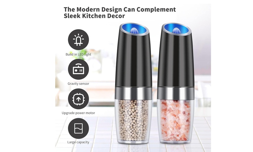 Image 4: ItBelongs2U Electric Gravity Salt and Pepper Mill Automatic Spice Grinder Shaker
