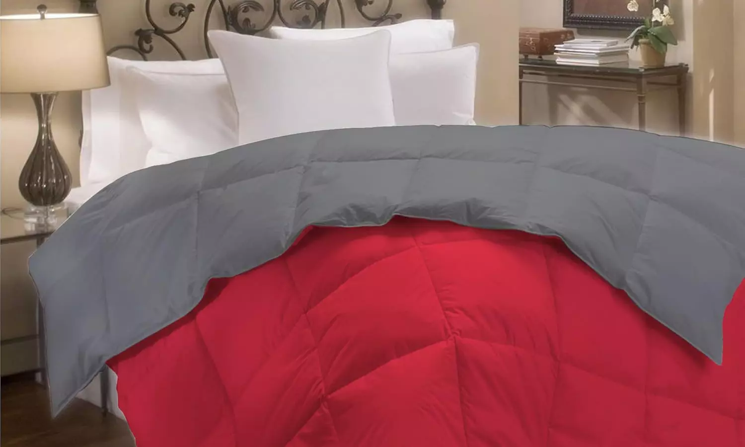 Couette d’hiver réversible avec 90% plumes d’oie