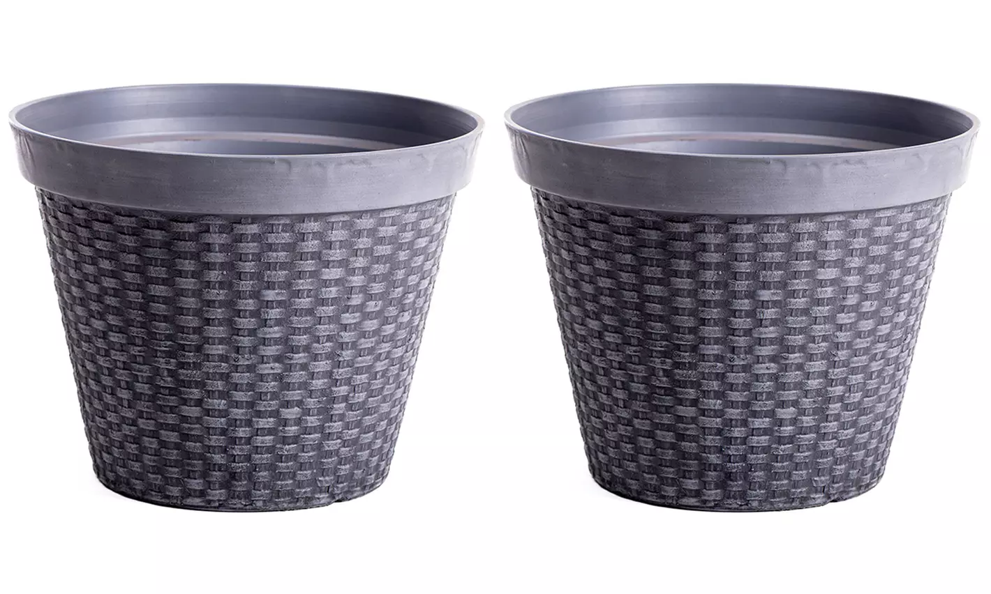 One or Two Wicker Effect Planters - 40cm Diameter, Matte Finish