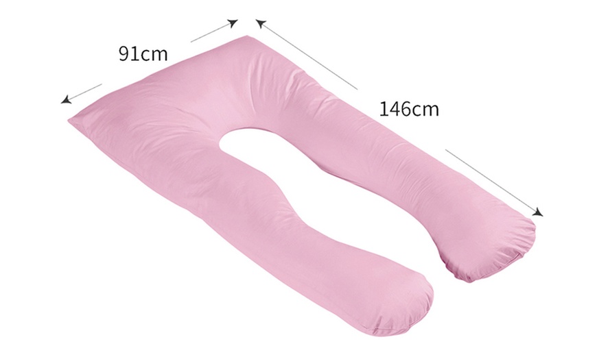 Image 25: U-Shaped Maternity Pillow with Pillowcase