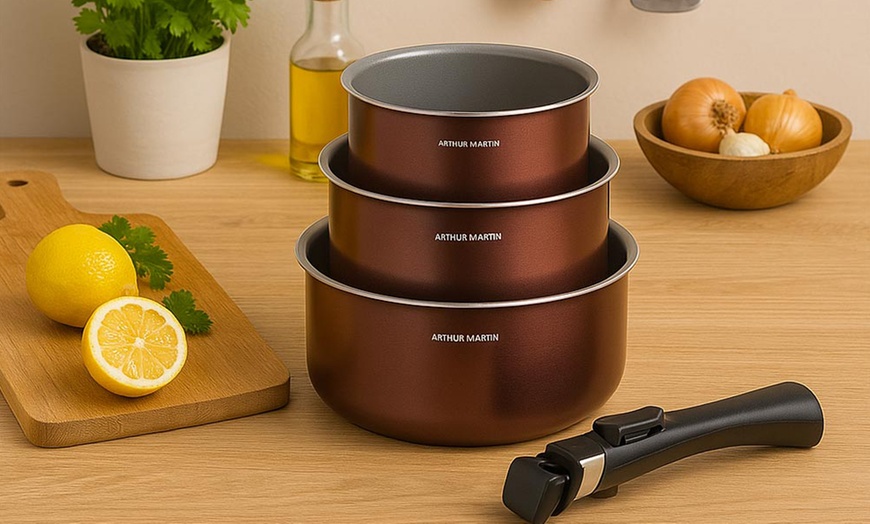 Image 1: Set van 3 steelpannen van het merk Arthur Martin