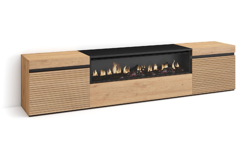 Image 20: Mueble para TV con acabado en roble y opción a chimenea eléctrica
