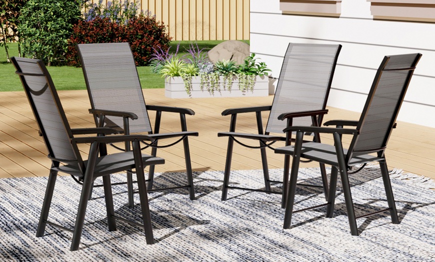 Image 7: Garden Rippled Tempered Glass Table Set