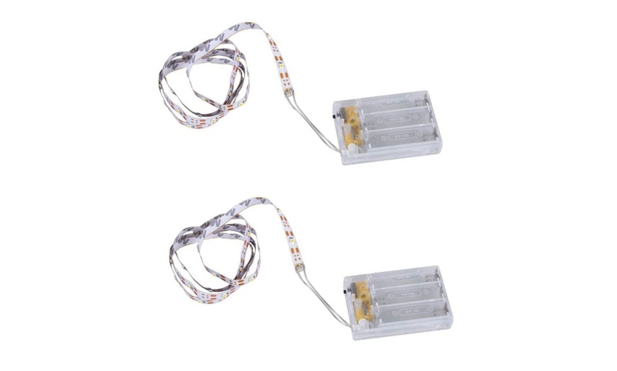 Image 3: Up to Four Packs of One-Meter Battery-Powered Adhesive LED Strips