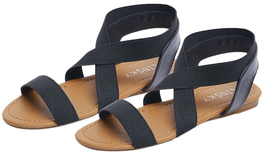 Image 3: Elastic Flat Strap Sandals