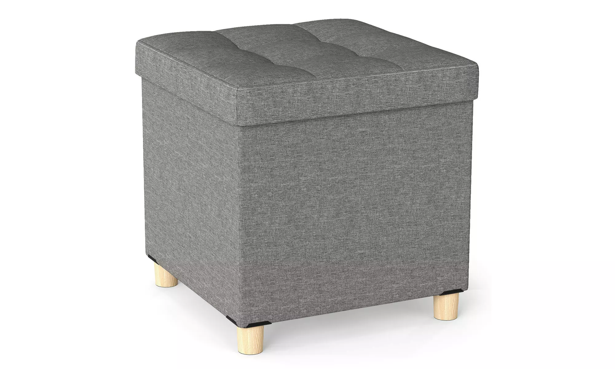 Costway 18 Inches Ottoman with Storage,Tray & Rubber Wood Legs for Small Space