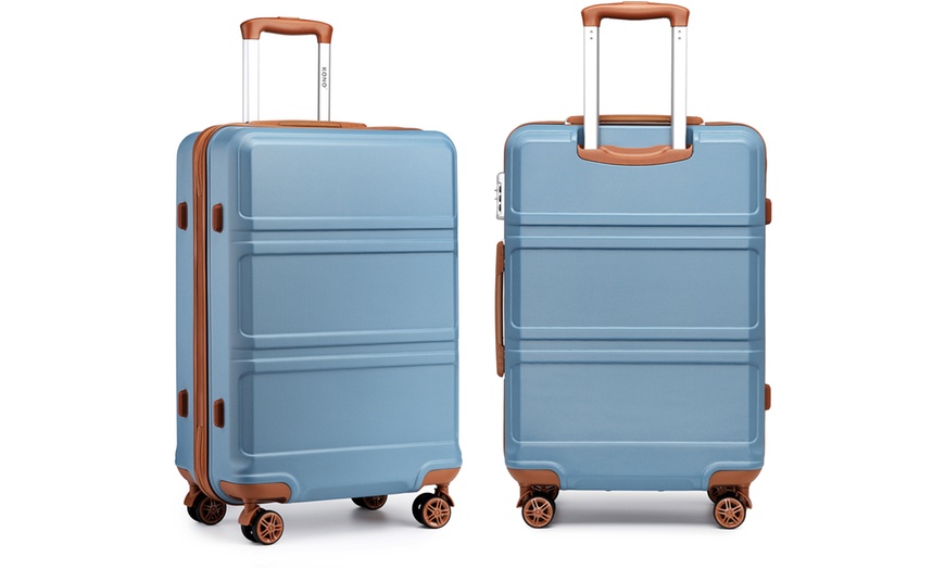 Image 6: KONO 20+24+28 Inch Grayish Blue ABS Hard Shell Suitcase with TSA Lock