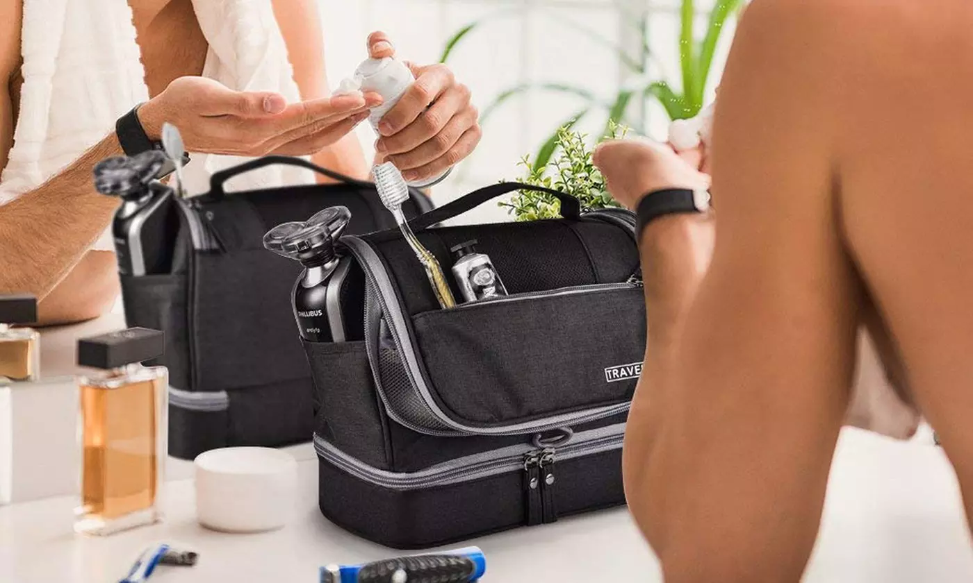 Large Hanging Toiletry Bag Travel Makeup Bag Organizer Dry Wet Separation