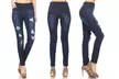 Women's Stretchy Jeans Pull-On Skinny Ripped Denim Jeggings S-3XL - Second Medium