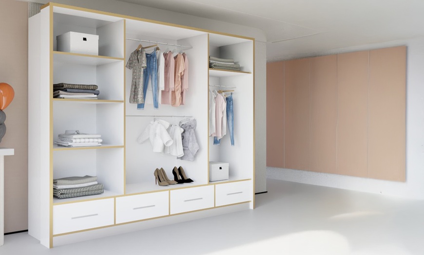 Image 13: Sweden Modern High Gloss Wardrobe with Drawers