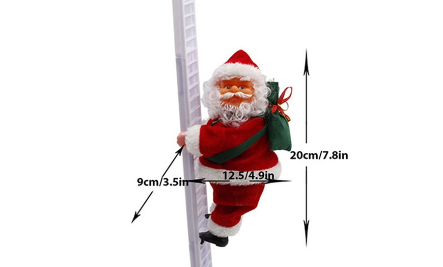 Image 8: Animated Musical Jingle Bells Santa Claus Climbing Ladder Toy Christmas Gift 
